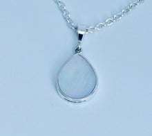Load image into Gallery viewer, Mother of Pearl &amp; Jet Double Sided Pendant Pear Design