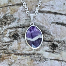 Load image into Gallery viewer, silver amethyst lace pendant - handmade in the UK