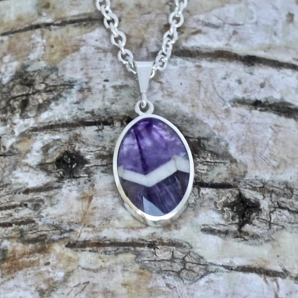 silver amethyst lace pendant - handmade in the UK