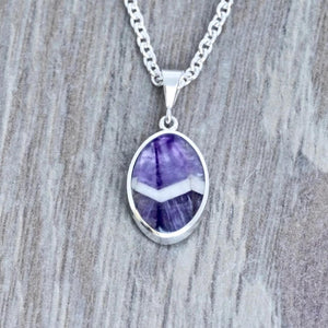 amethyst lace silver pendant - handmade in the UK