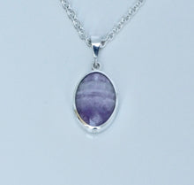 Load image into Gallery viewer, Jet and Amethyst Silver Pendant Oval Design