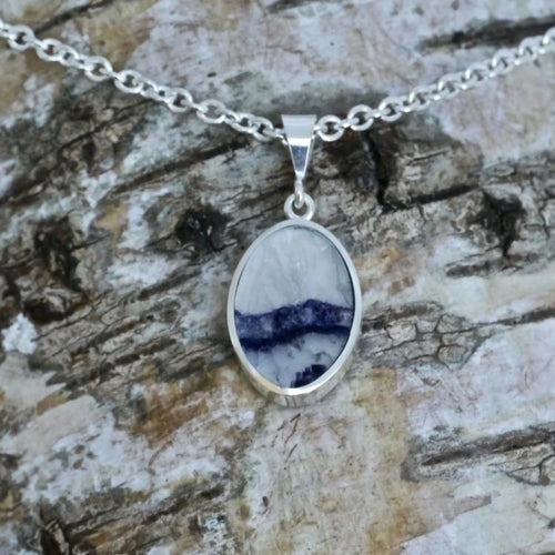 blue john double sided pendant handmade in the UK