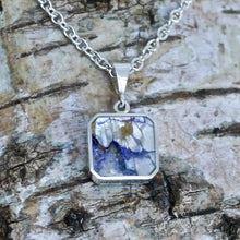 Load image into Gallery viewer, blue john silver pendant square design - handmade in the UK by Andrew Thomson