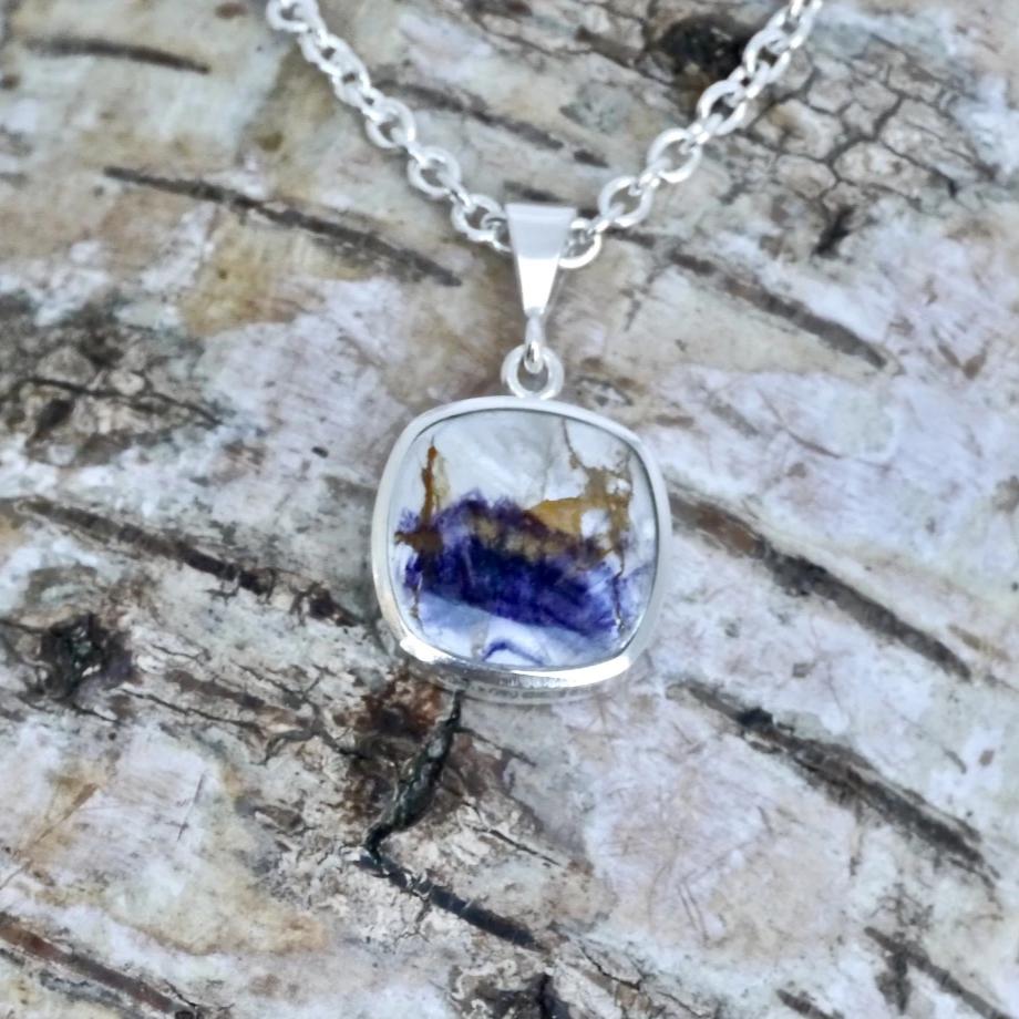 Blue John Fluorite Silver Pendant My Handmade Jewellery UK