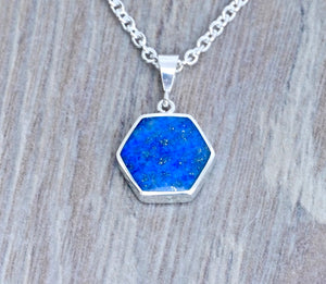 Blue John & Lapis Lazuli Pendant Hexagon Design