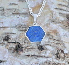 Load image into Gallery viewer, Blue John &amp; Lapis Lazuli Pendant Hexagon Design