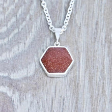 Load image into Gallery viewer, goldstone silver pendant handmade in the uk