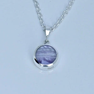 Amethyst & Jet Double Sided Round Pendant