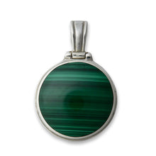 Load image into Gallery viewer, Malachite reversible pendant with blue john