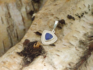 lapis lazuli triangle silver pendant