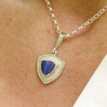 Load image into Gallery viewer, lapis lazuli triangle silver pendant
