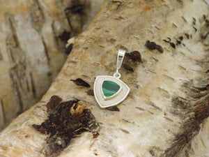 malachite triangle silver pendant