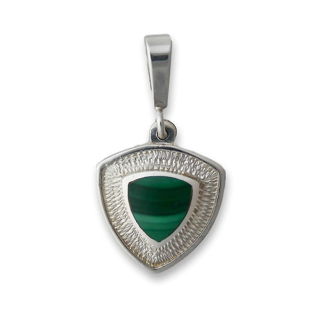 malachite triangle silver pendant