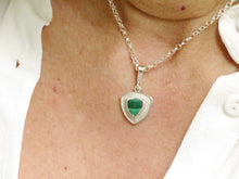 Load image into Gallery viewer, malachite triangle silver pendant