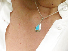 Load image into Gallery viewer, turquoise teardrop silver pendant