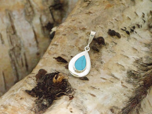 turquoise teardrop silver pendant