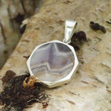 Load image into Gallery viewer, Amethyst and Whitby Jet Reversible Pendant