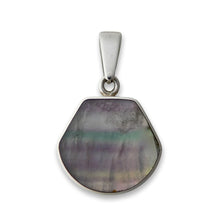 Load image into Gallery viewer, fluorite pendant with jet on reverse side