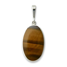 Load image into Gallery viewer, tigers eye sterling silver oval pendant