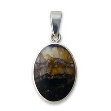 Load image into Gallery viewer, blue john and lapis reversible pendant oval