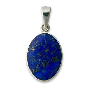 lapis and blue john reversible pendant in siver