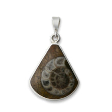 Load image into Gallery viewer, ammonite whitby jet reversible pendant by my handmade jewellery