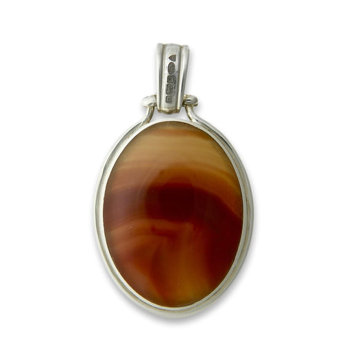 handmade agate pendant in hallmarked sterling silver