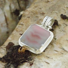 Load image into Gallery viewer, pink agate handmade silver pendant