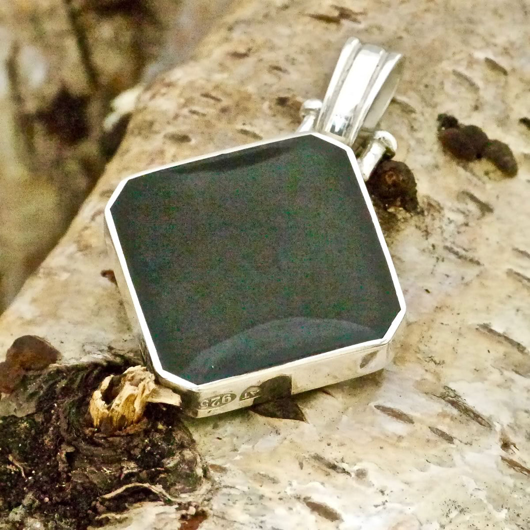 whitby jet pendant in hallmarked silver by my handmade jewellery
