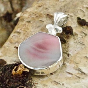 Pink Agate Pendant with Blue John on the reverse