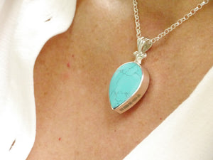 handmade turquoise pendant in hallmarked sterling silver