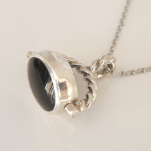 Load image into Gallery viewer, Jet &amp; Labradorite Double Sided Swivel Pendant