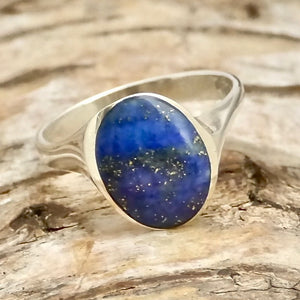 lapis lazuli silver ring oval design