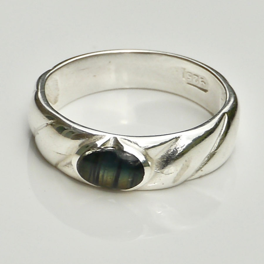 labradorite ring solid sterling silver band handmade