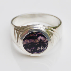 Mens Signature Silver Ring with Blue John