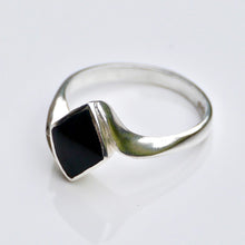 Load image into Gallery viewer, Whitby Jet Diamond Shape Silver Ring