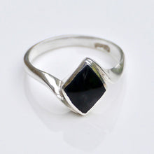 Load image into Gallery viewer, Whitby Jet Diamond Shape Silver Ring