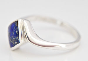 Lapis Lazuli Diamond Shape Silver Ring
