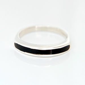 Whitby Jet inlaid Silver Ring