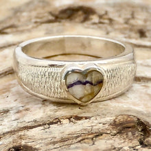 Load image into Gallery viewer, blue john heart in sterling silver ring