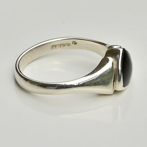 whitby jet handmade silver ring