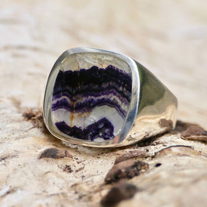 Blue John Gents Rectangle Silver Ring