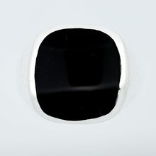 Load image into Gallery viewer, Whitby Jet Gents Rectangle Silver Ring