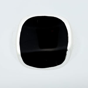 Whitby Jet Gents Rectangle Silver Ring