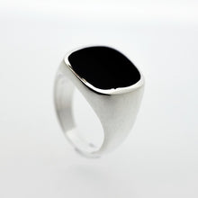 Load image into Gallery viewer, Whitby Jet Gents Rectangle Silver Ring