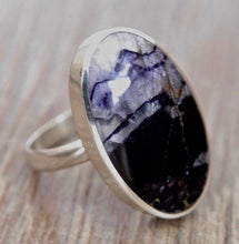 Load image into Gallery viewer, handmade blue john sterling silver ring