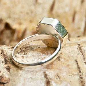Labradorite Silver Ring Hexagon Design