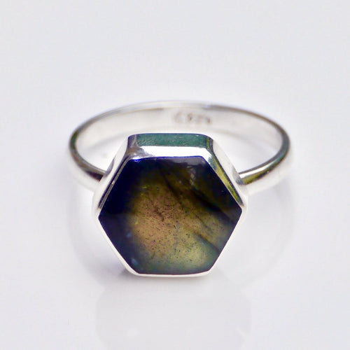 Labradorite Hexagon style ring