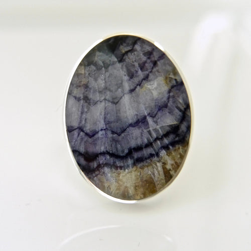 Blue John Ring in Silver Oval Design