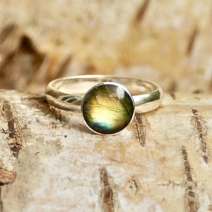 Labradorite Silver Ring Round Design